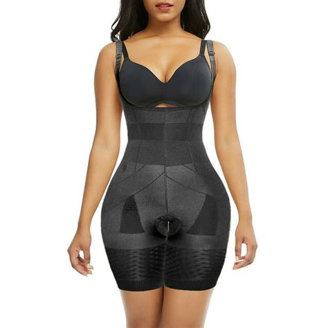 Ilfioreemio Women Seamless Full Body Shaper Mid Thigh Tummy Control Shapewear Bodysuit Open