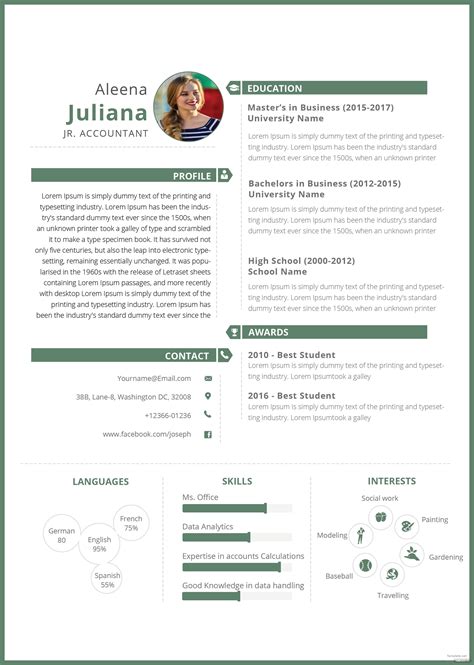 Free Junior Accountant Resume Template In Adobe Photoshop Indesign
