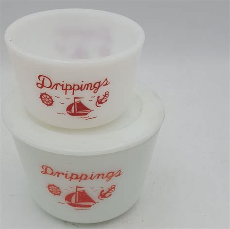 Mckee Ships Milk Glass Drippings Jar With Red Sailboat Etsy Milk
