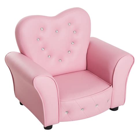 Kids Princess Sofa Chair Pvc Tufted Upholstered Seat Pink