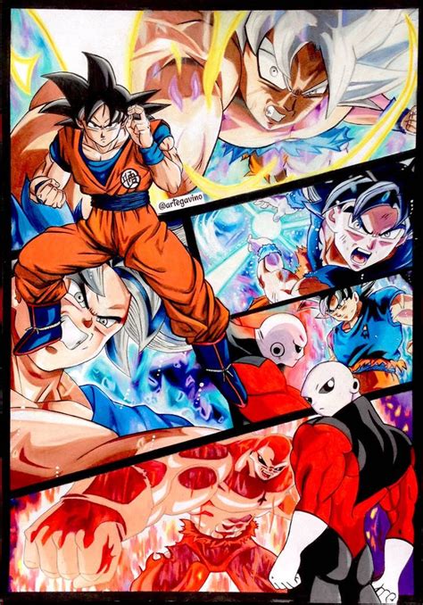 The dragon ball z x adidas collection will include special colorways/iterations of sever adidas models said to resemble the style and motif of certain dragon ball z characters. Goku Vs Jiren Battle Collage - Dragon Ball Super by ...