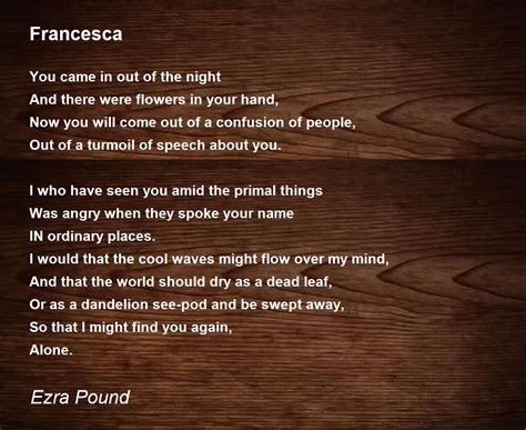 Francesca Poem by Ezra Pound - Poem Hunter