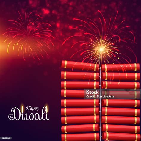 Bursting Cracker Bomb For Happy Diwali Festival Stock Illustration