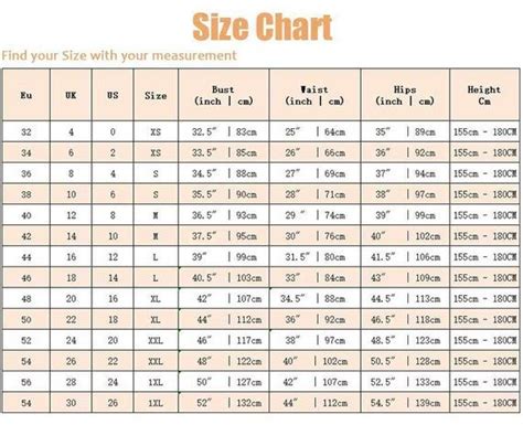 Ylistyle Standard Size Chart Etsy Dress Size Chart Women Body