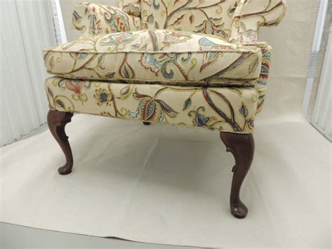Wing Chair Upholstered In Crewel Work Embroidery At 1stdibs Crewel