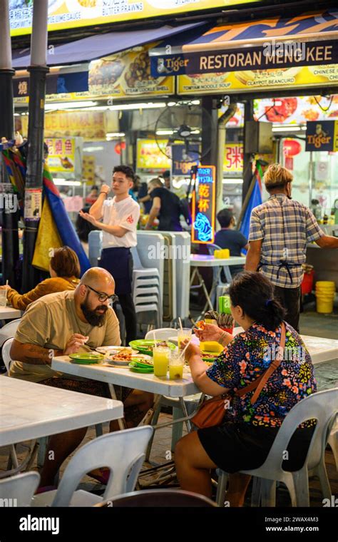 A Busy Night On Jalan Alor Food Street Kuala Lumpur Malaysia Stock