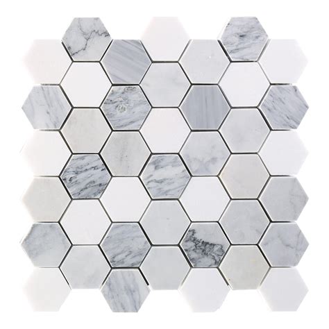 Egret Gray 2 In Hexagon Polished Marble Mosaic In 2020 Marble Mosaic