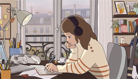 Parisian Lofi Girl Study Girl In Girls Cartoon Art Cute