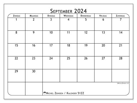 Kalender September 2024 51zz Michel Zbinden Nl