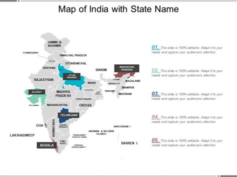 Map Of India With State Name Ppt Powerpoint Presentation Infographic