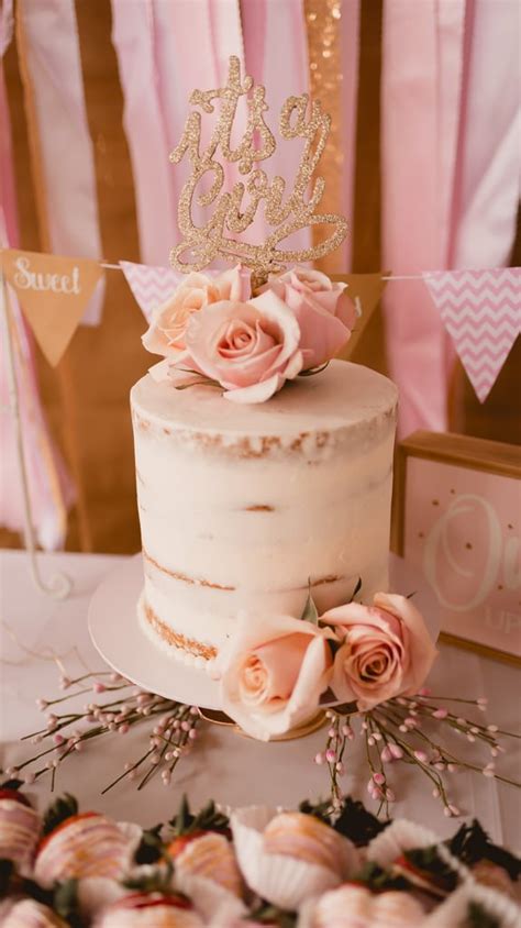 Here's another theme for a girl's baby shower. Pink and Gold Baby Shower Ideas | POPSUGAR Family Photo 19