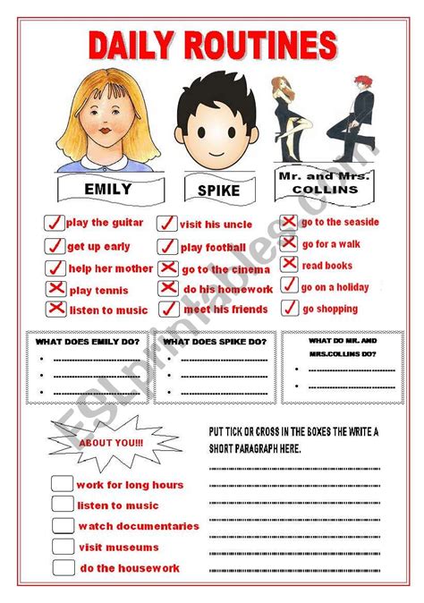 Daily Routines Present Simple Esl Worksheet By Nergisumay