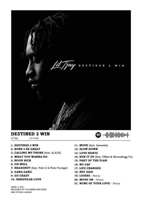 Lil Tjay Destined 2 Win Album Poster Etsy