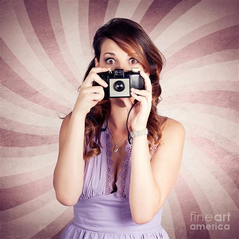 Pin Up Photographer Girl Taking Surprise Photo Photograph By Jorgo