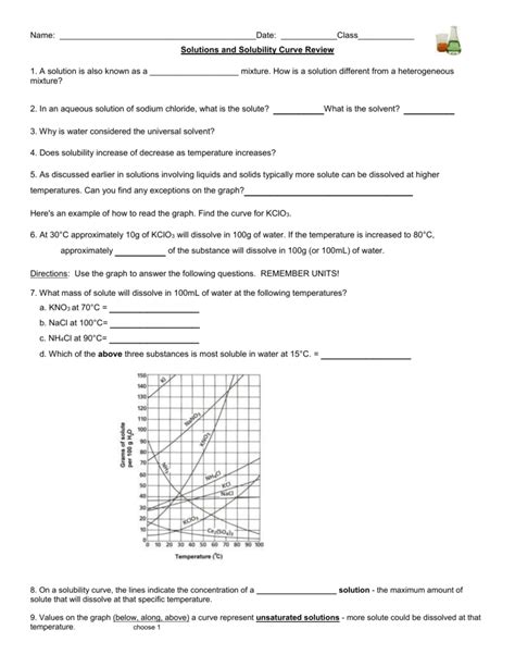 Solubility practice (solubility curves worksheet). worksheet. Solubility Graph Worksheet Answers. Worksheet ...
