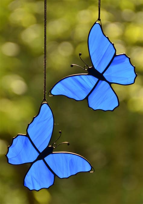 Stained Glass Butterfly Suncatcher Garden Ornament Window Hanging Decoration Morpho Butterfly