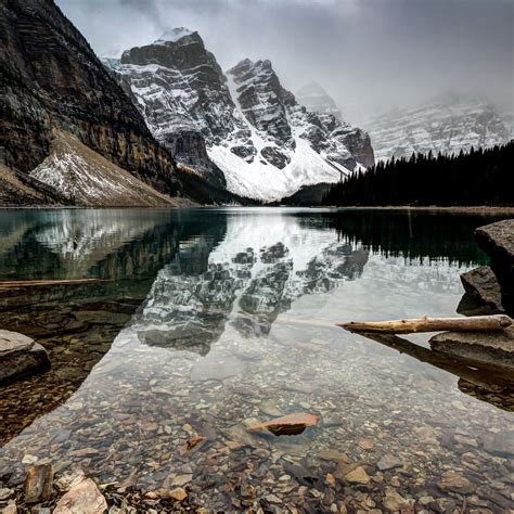 Moraine Lake Wallpaper 4k Canada Reflection Landscape Snow Covered