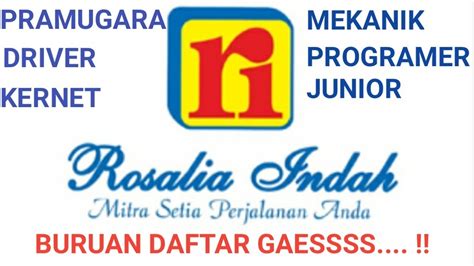 Ikuti semua media kami dibawah untuk mendapatkan informasi lowongan kerja dan beasiswa terbaru: Lowongan Kerja Kernet Bus Rosalia Indah : Dibuka dengan ...