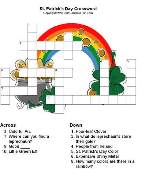 The largest saint patrick's day parade in britain is held here. St. Patricks Day Puzzles for Kids, Crossword, Word Search ...