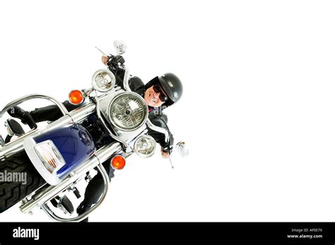 Hells Angel Riding A Harley Davidson Wacky Expression Stock Photo Alamy