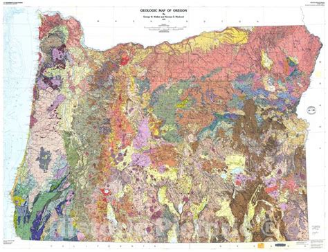 Map Geologic Map Of Oregon 1991 Cartography Wall Art Art