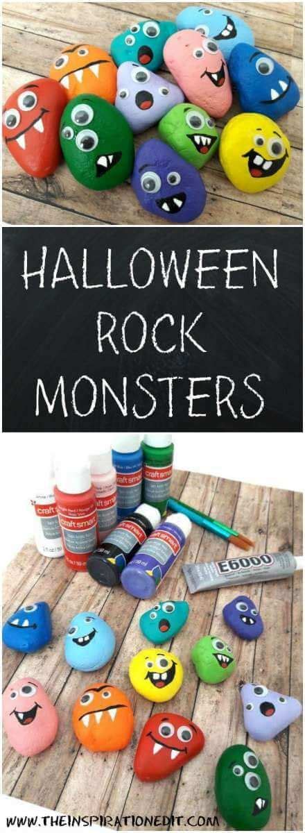 Halloween Monster Rocks A Fun Craft For Kids Halloween Crafts For