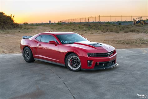 Victory Red Chevrolet Camaro Zl1 Weld S76 Forged Wheels