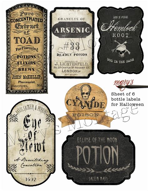 Halloween Bottle Labels Download And Print By Marysmontage On Etsy