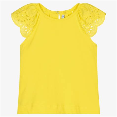 Mayoral Girls Yellow Cotton T Shirt Childrensalon Outlet
