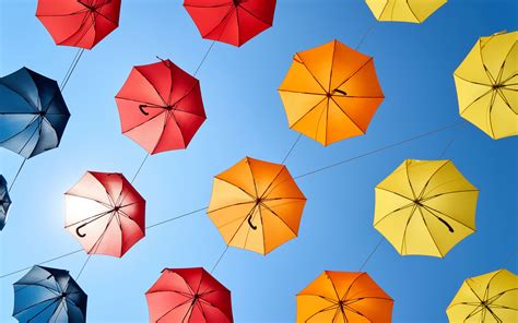 Download Wallpaper 3840x2400 Umbrellas Umbrella Colorful Sky 4k