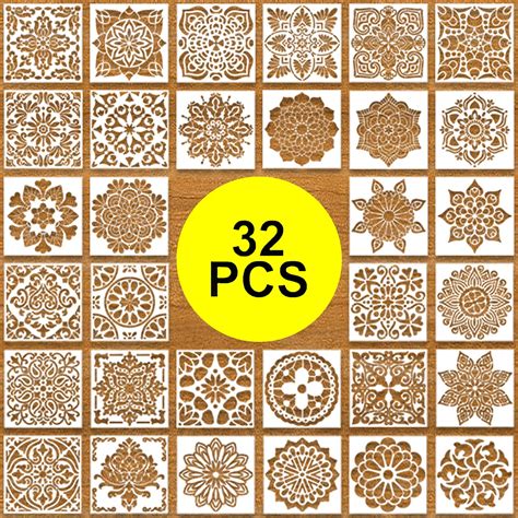 Buy 32 Pcs 6 X 6 Inch Mandala Painting Stencils Stencils For Painting