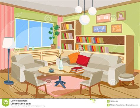 Amazon com laeacco 10x6 5ft cartoon fairytale living room. Illustration Of A Cozy Cartoon Interior Of A Home Room, A ...