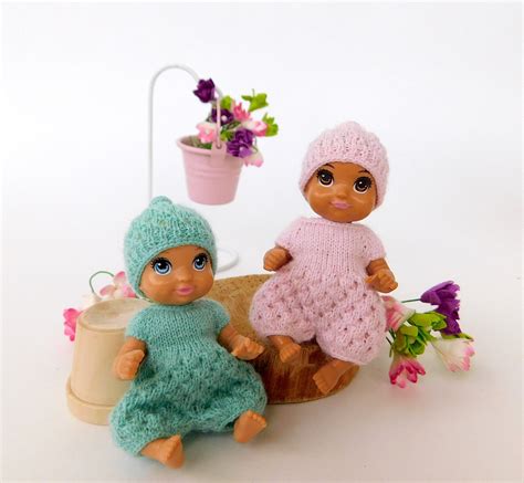 Barbie Baby Doll Clothes Miniature Knitted Outfit For Barbie Etsy