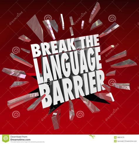 Language differences and the difficulty in understanding unfamiliar accents. Break Language Barrier Translation Communication Stock ...