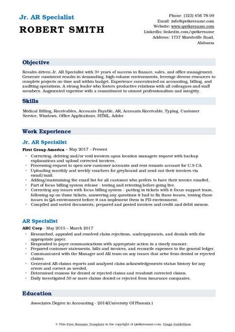 Accounting & finance resume examples. Sample Resume For Accounts Receivable Collections For Home ...
