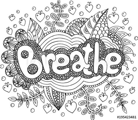 By best coloring pagesmarch 5th 2019. Coloring page for adults with mandala and breathe word ...
