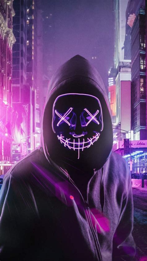 Hoodie Neon Stitched Mask Guy Iphone Wallpapers Iphone Wallpapers