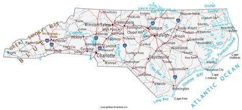 Labeled Map Of North Carolina With Capital And Cities