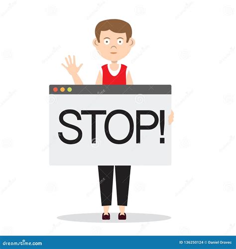 Man With Stop Sign Vector Illustration Stock Vector Illustration Of