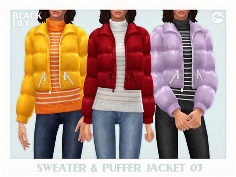Sweater And Puffer Jacket 03 By Black Lily At Tsr Sims 4 Updates