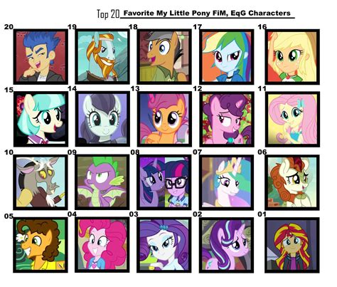 Top 20 Favorite My Little Pony Fim Eqg Characters By Flameknight219 On