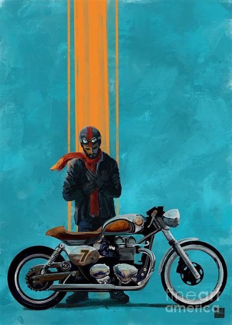 Vintage Cafe Racer Poster By Sassan Filsoof Motorcycle Artwork