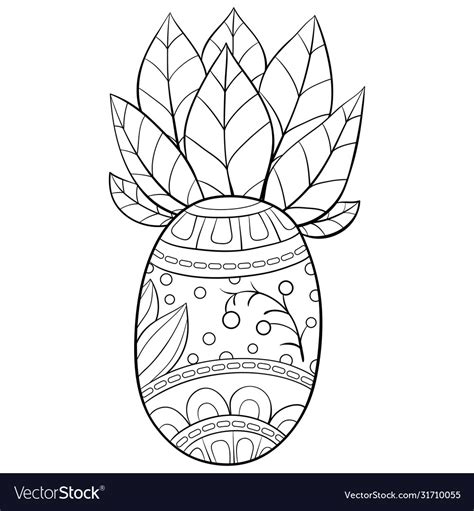 Adult Coloring Bookpage A Cute Pineapple Vector Image