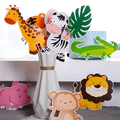 27 Pieces Jungle Themed Party Decorations Jungle Animals Cutouts