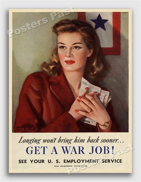 Women “get A War Job” 1944 Vintage Style Ww2 War Poster 24x32