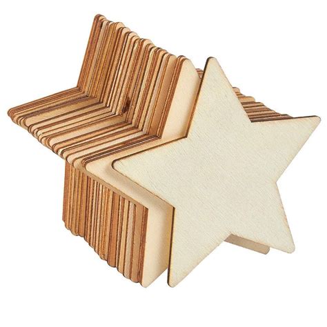 24 Pack Unfinished Wood Cutouts 4x4x01 Wooden Star