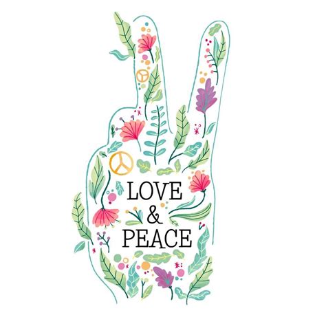 Watercolor Peace Shape Hand Full Of Flowers Peace And Love Peace