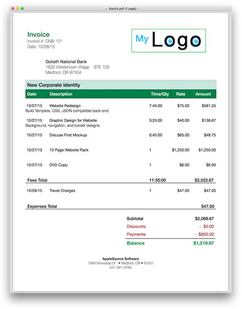 Invoice Template Html Code Invoice Example