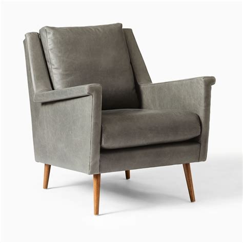 Strong lines, angled arms, a pitched back and. Carlo Leather Mid-Century Chair | west elm Canada
