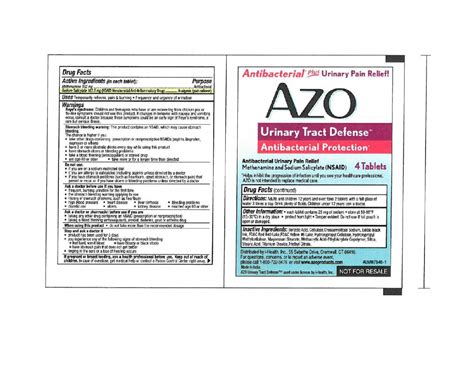 Azo Urinary Tract Defense Antibacterial Protection Methenamine Sodium Salicylate Tablet